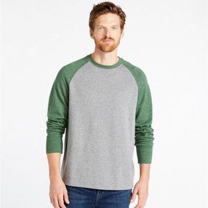 L.L. Bean Men's Cotton Crewneck, Slightly Fitted Long Sleeve, Two-Tone Green